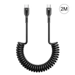 HAWEEL 2m 5A USB-C / Type-C to USB-C / Type-C Retractable Coiled PD Fast Charging Cable