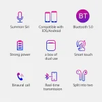 i9 Touch Wireless TWS Sport Bilateral Stereo Bluetooth 5.0 Headset with Charging Box, Touch Version, Touch Version - Image 4