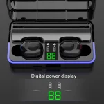W12 IPX6 Waterproof Bluetooth 5.0 Touch Wireless Bluetooth Earphone with Charging Box, Support Power Digital Display & Breathing Light Bar & HD Call & Power Bank, W12 - Image 3