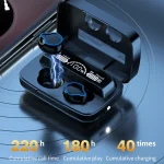 M9 Bluetooth 5.1 TWS Mirror Digital Display Wireless Bluetooth Earphone with Charging Box Flashlight , Support Touch & Siri & Battery Display, M9 (Black) - Image 10