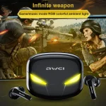 awei T35 Bluetooth V5.0 Ture Wireless Sports Game Dual Mode IPX5 Waterproof TWS Headset with Charging Case - Image 4