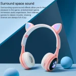 B30 Cat Paw Cat Ears Colorful Luminous Foldable Bluetooth Headset with 3.5mm Jack & TF Card Slot - Image 4