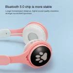 B30 Cat Paw Cat Ears Colorful Luminous Foldable Bluetooth Headset with 3.5mm Jack & TF Card Slot - Image 5