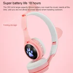 B30 Cat Paw Cat Ears Colorful Luminous Foldable Bluetooth Headset with 3.5mm Jack & TF Card Slot - Image 6