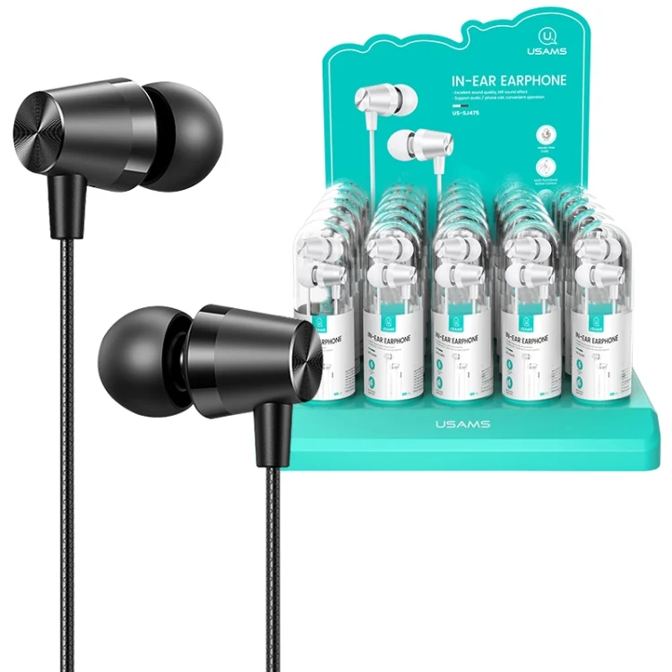 30 PCS USAMS EP-42 3.5mm Plating Metal In-ear Wired Earphone, Length: 1.2m, Test Tube Packaging, Test Tube Packaging