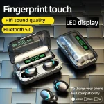F9-5C Macaron Series Four-bar Breathing Light + Digital Display Noise Reduction Bluetooth Earphone, F9-5C Macaron Four-bar Light Dark Blue, F9-5C Macaron Four-bar Light Pink... - Image 2
