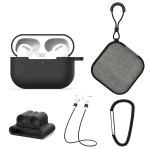 For AirPods Pro 5 in 1 Silicone Earphone Protective Case + Earphone Bag + Earphones Buckle + Hook + Anti-lost Rope Set, For AirPods Pro - Image 3