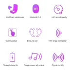 Dt-18 Wireless Two Ear Bluetooth Headset With 2000mAh Charging Cabin & Touch & Intelligent Magnetic Suction Charging - Image 3