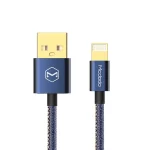 Mcdodo CA-1730 1.2m 2.4A Reversible 8 Pin to USB Denim Cover TPE Jacket Data Sync Charging Cable with Aero Aluminum Head for iPhone, iPad (Denim Blue) - Image 2