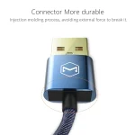 Mcdodo CA-1730 1.2m 2.4A Reversible 8 Pin to USB Denim Cover TPE Jacket Data Sync Charging Cable with Aero Aluminum Head for iPhone, iPad (Denim Blue) - Image 3
