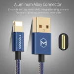 Mcdodo CA-1730 1.2m 2.4A Reversible 8 Pin to USB Denim Cover TPE Jacket Data Sync Charging Cable with Aero Aluminum Head for iPhone, iPad (Denim Blue) - Image 7