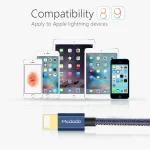 Mcdodo CA-1730 1.2m 2.4A Reversible 8 Pin to USB Denim Cover TPE Jacket Data Sync Charging Cable with Aero Aluminum Head for iPhone, iPad (Denim Blue) - Image 8