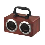 W5B Wooden Portable Dual Horn Stereo Bluetooth Speaker with Phone Holder, Support TF Card / AUX - Image 2