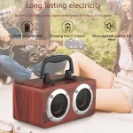 W5B Wooden Portable Dual Horn Stereo Bluetooth Speaker with Phone Holder, Support TF Card / AUX - Image 13