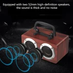W5B Wooden Portable Dual Horn Stereo Bluetooth Speaker with Phone Holder, Support TF Card / AUX - Image 14