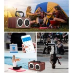 W5B Wooden Portable Dual Horn Stereo Bluetooth Speaker with Phone Holder, Support TF Card / AUX - Image 15