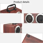 W5B Wooden Portable Dual Horn Stereo Bluetooth Speaker with Phone Holder, Support TF Card / AUX - Image 3