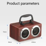 W5B Wooden Portable Dual Horn Stereo Bluetooth Speaker with Phone Holder, Support TF Card / AUX - Image 6