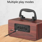 W5B Wooden Portable Dual Horn Stereo Bluetooth Speaker with Phone Holder, Support TF Card / AUX - Image 9