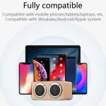 W5B Wooden Portable Dual Horn Stereo Bluetooth Speaker with Phone Holder, Support TF Card / AUX - Image 10