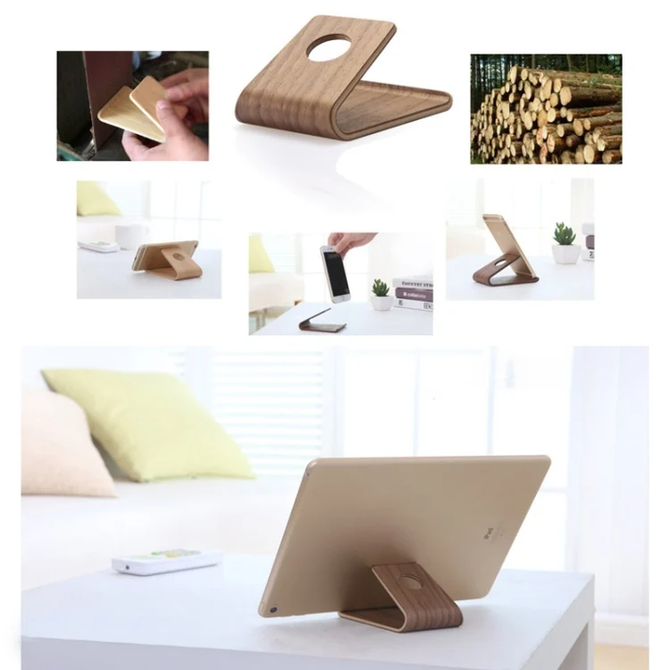 IP7G0650_B2.webp JS01 Wooden Desktop Phone Holder Universal Curved Wood Support Frame For Tablet Phones (Lindens), IP7G0650A, IP7G0650B, IP7G0650C - Image 3