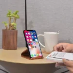 JS01 Wooden Desktop Phone Holder Universal Curved Wood Support Frame For Tablet Phones (Lindens), IP7G0650A, IP7G0650B, IP7G0650C - Image 4