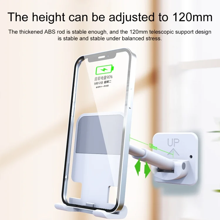 IP7G0905_B2.webp CCT11 Wall Paste Mobile Phone Bracket Foldable Lift Bathroom Kitchen Wall Bracket - Image 3