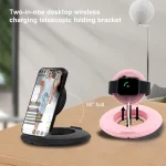 2 in 1 Silicone Desktop Wireless Charger Telescopic Stand For iPhone / Watch Wireless Charger - Image 4
