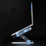 R-JUST HZ22 Dual-purpose Desktop Fan Aluminum Alloy Laptop  Bracket with Light, HZ22 (Tarnish), HZ22 (Silver) - Image 2