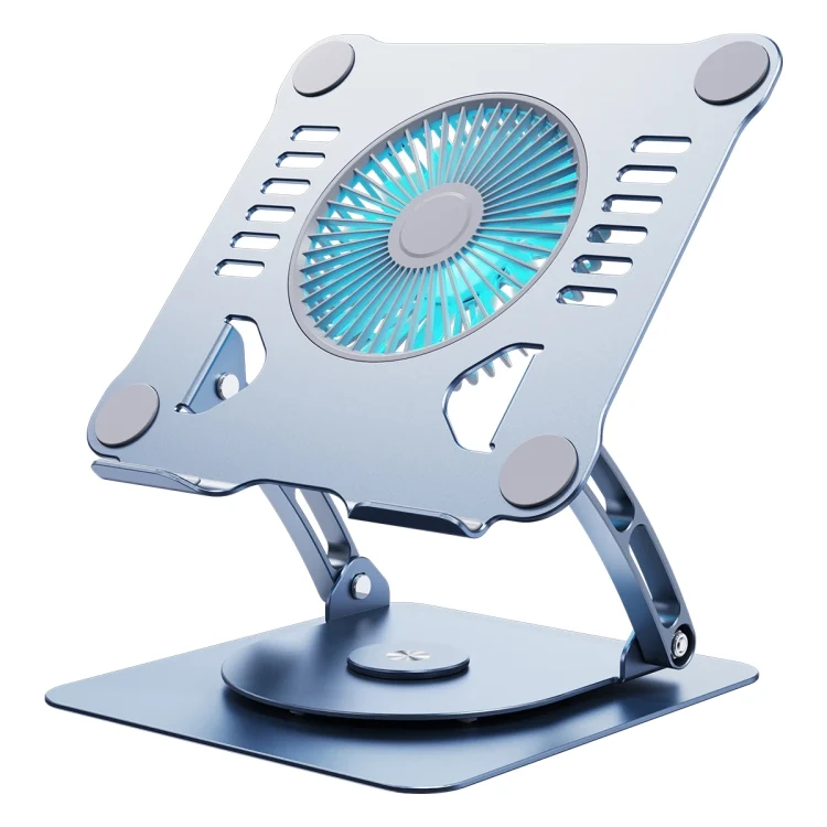 R- JUST HZ22-1 Rotating Dual-purpose Desktop Fan Aluminum Alloy Laptop Stand, HZ22-1 (Grey), HZ22-1 (Silver)