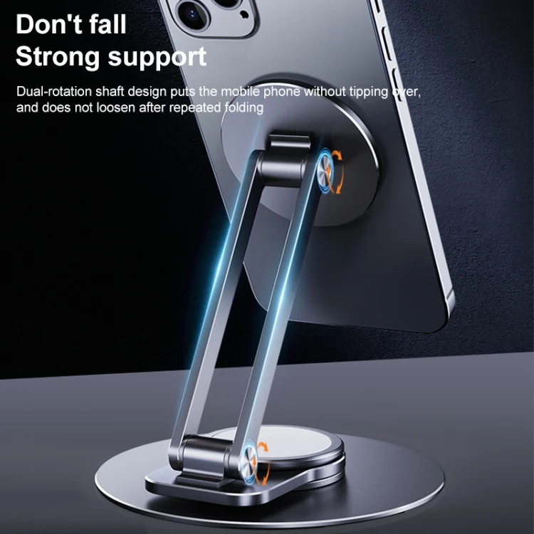 IP7G1087_B5.webp LK-T639 360 Degree Rotatable Foldable Magnetic Aluminum Alloy Desktop Phone Holder - Image 6