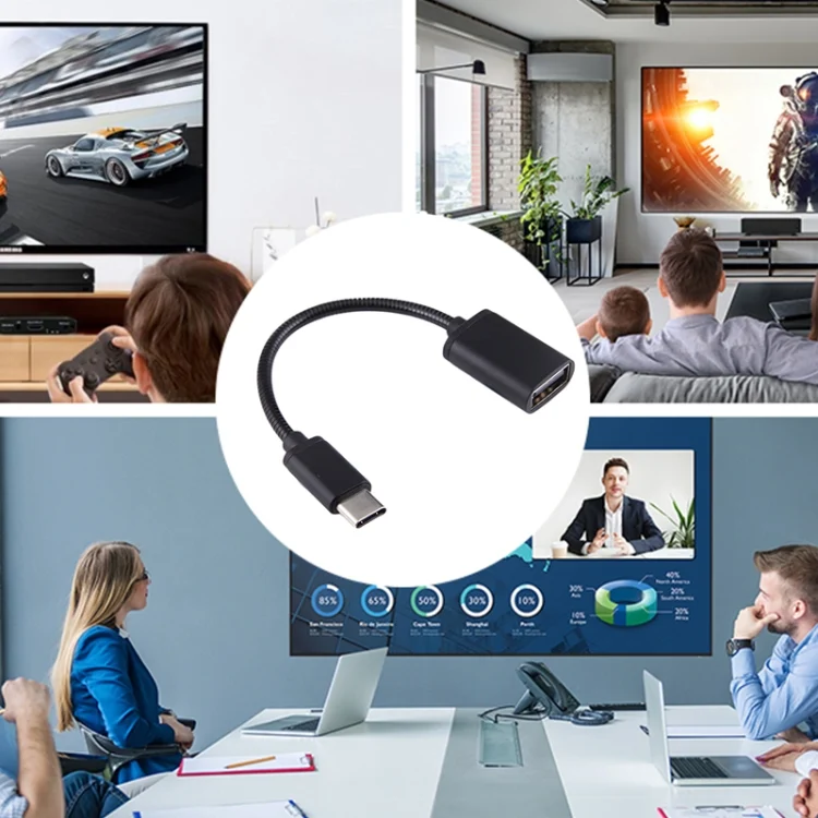 IP7G1448S_6.webp 8.3cm USB Female to Type-C Male Metal Wire OTG Cable Charging Data Cable - Image 7