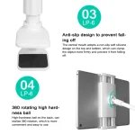 UBN-30 Classic Style Universal 360 Degrees Rotating Detachable Two-stage Lazy Bracket Mobile Phone / Tablet Desktop Bracket with Bilateral Pull Chuck, with Bilateral Pull Chuck White... - Image 4