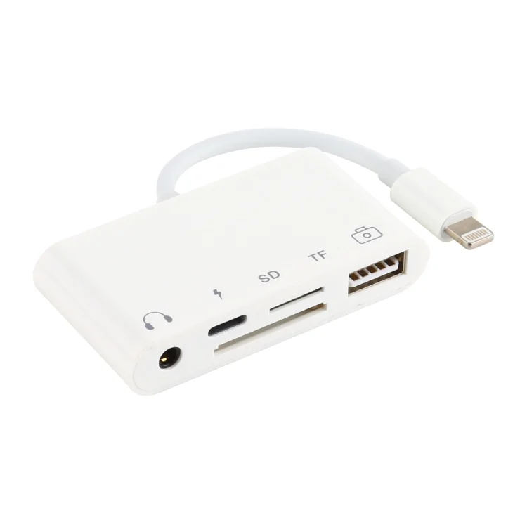 5 in 1 8 Pin to USB HUB And USB-C / Type-C And 3.5mm Earphone And SD And TF Card Reader