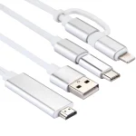 3 in 1 Micro USB & 8 Pin & Type-C to HDMI HD 1080P HDTV Adapter Cable