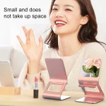 Universal Mobile Phone / Tablet PC Multifunctional Metal Desktop Stand with Makeup Mirror - Image 10