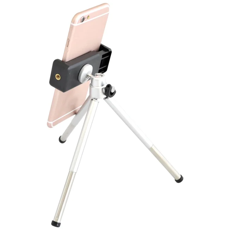 Multi-functional Aluminum Alloy Mount Tripod with Phone Clamp, Silver
