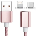 2 in 1 5V 2A Micro USB & 8 Pin to USB 2.0 Weave Style Magnetic Data Cable, Cable Length: 1.2m - Image 2