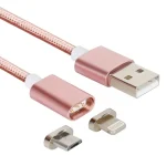 2 in 1 5V 2A Micro USB & 8 Pin to USB 2.0 Weave Style Magnetic Data Cable, Cable Length: 1.2m - Image 3