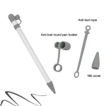 3 in 1 Silicone Protective Cover+Touch Cap Pen+Nip Pen Case For Apple Pencil, Grey, White - Image 2