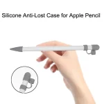 3 in 1 Silicone Protective Cover+Touch Cap Pen+Nip Pen Case For Apple Pencil, Grey, White - Image 3
