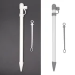 3 in 1 Silicone Protective Cover+Touch Cap Pen+Nip Pen Case For Apple Pencil, Grey, White - Image 5