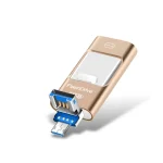 8GB USB 3.0 + 8 Pin + Mirco USB Android iPhone Computer Dual-use Metal Flash Drive, 8GB USB 3.0