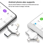 4 in 1 128GB USB 3.0 + 8 Pin + Mirco USB + USB-C / Type-C Dual-use Flash Drive with OTG Function - Image 4