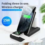 H6 3 in 1 Portable Folding Wireless Charger for iPhone + iWatch + AirPods - Image 3