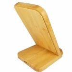 Vertical Bamboo Wireless Charger for QI Phone - Image 2
