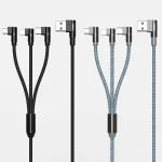 REMAX RC-167th 3 in 1 2.1A USB to 8 Pin + USB-C / Type-C + Micro USB Range Series Elbow Charging Cable, Cable Length: 1m - Image 2