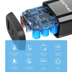awei PD3 20W PD Type-C + QC 3.0 USB Interface Fast Charging Travel Charger with Data Cable, US Plug - Image 8
