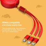K042 1.2m 3A 3 in 1 USB to 8 Pin + USB-C / Type-C + Micro USB Bull Head Retractable Data Cable - Image 5