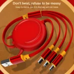 K042 1.2m 3A 3 in 1 USB to 8 Pin + USB-C / Type-C + Micro USB Bull Head Retractable Data Cable - Image 6